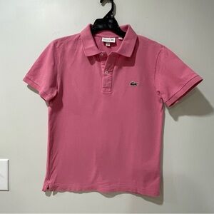 Men’s Lacoste Classic Pink Polo Alligator Preppy School Short Sleeve Slim Fit